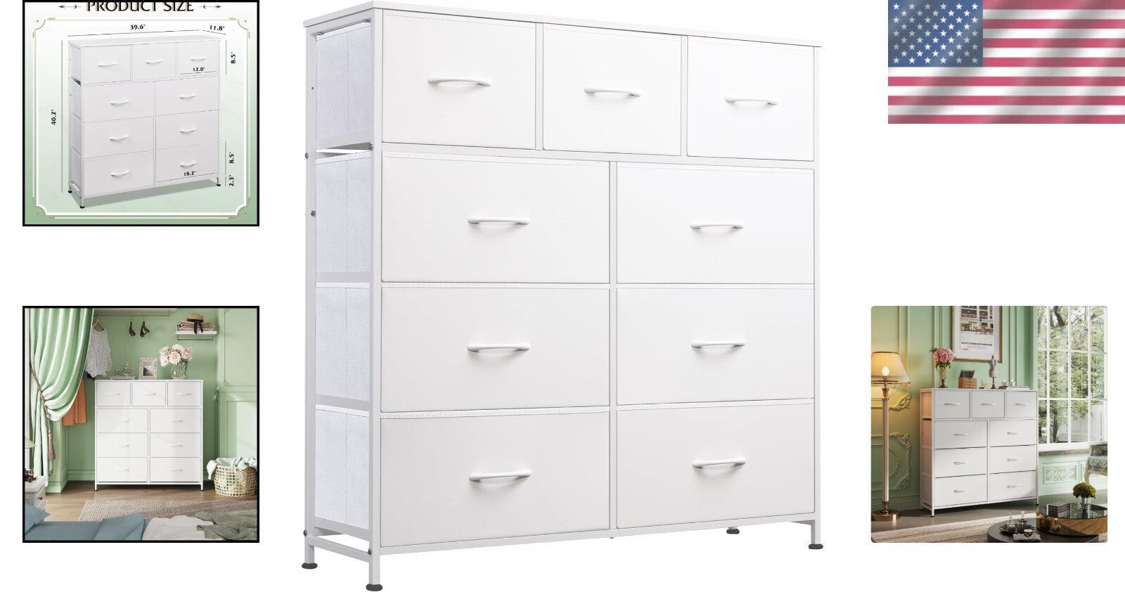 Stylish Freestanding 9-Drawer Storage Tower - Functional Design for Every Space