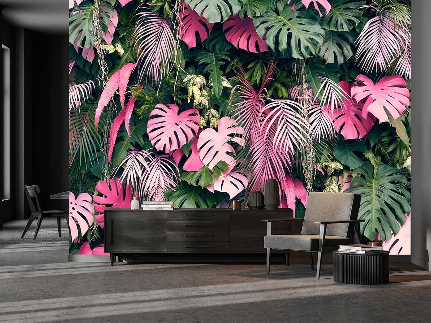 Stunning Silk Tropical Plant Mural Wallpaper - 158" x 110", Non-Self-Adhesive