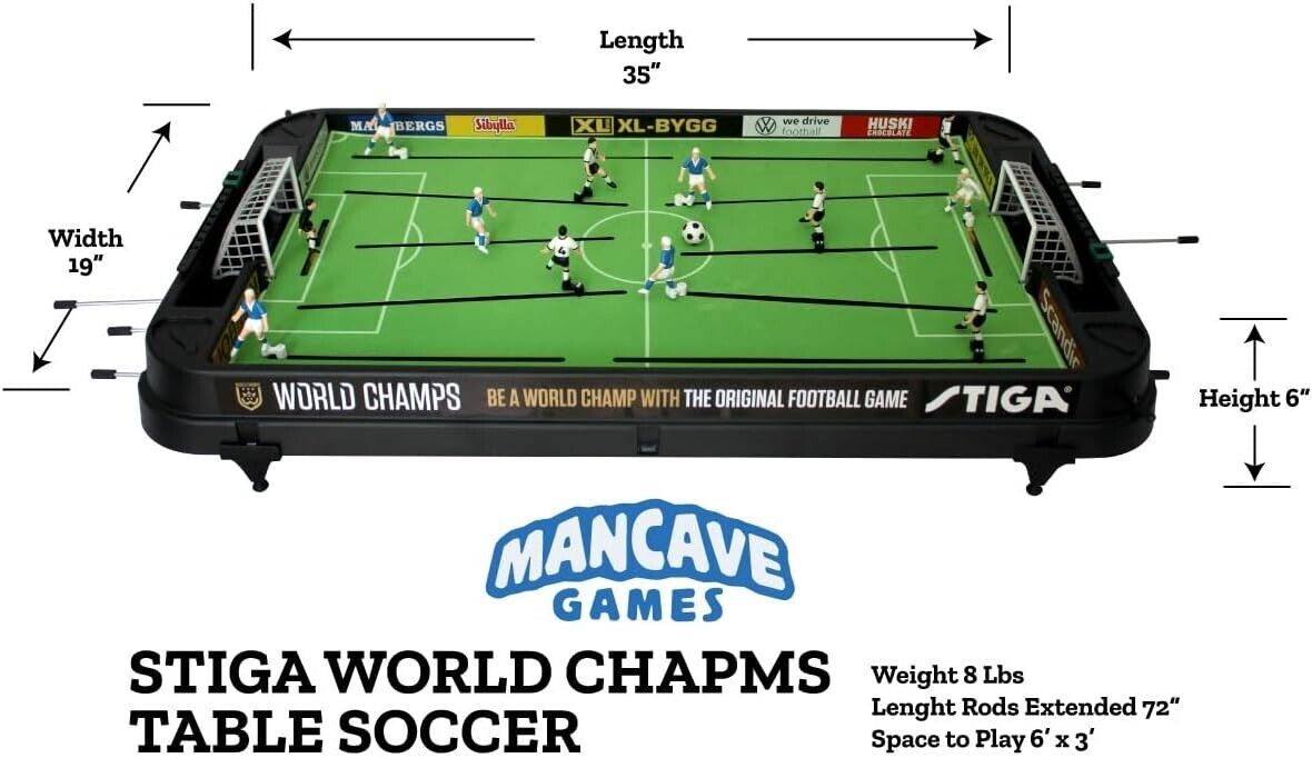 Colorful Tabletop Soccer Game with Painted Players - 2 Soccer Balls Included