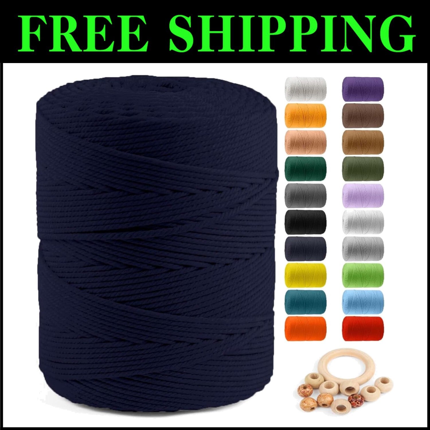 Durable 4mm Navy Macrame Craft Cord - 547yds for Wall Hangings and More