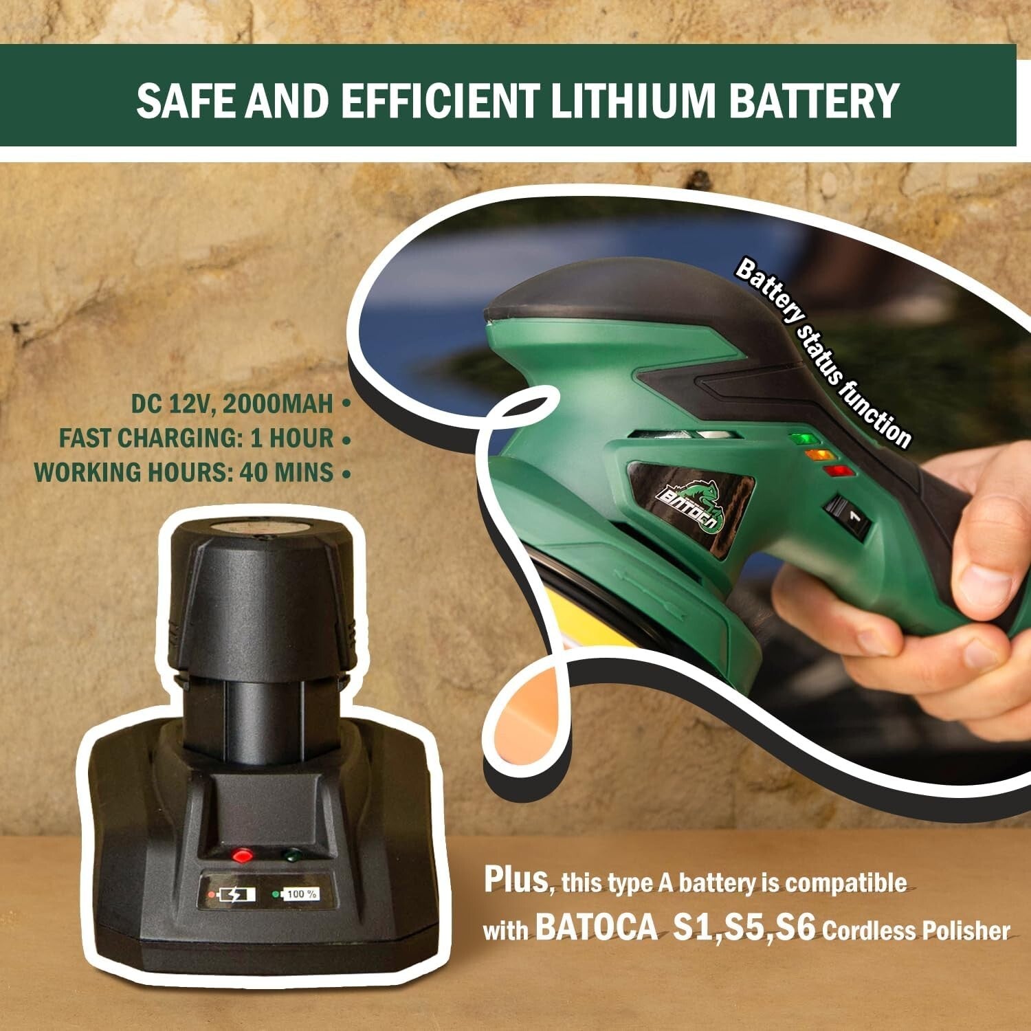 Lightweight 12V Cordless Buffer - 6 Variable Speeds for Ultimate Car Detailing