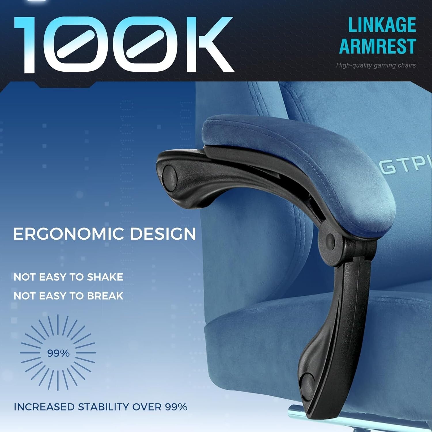 Luxurious Blue Gaming Chair for Adults - Supports 350LBS with Lumbar Support