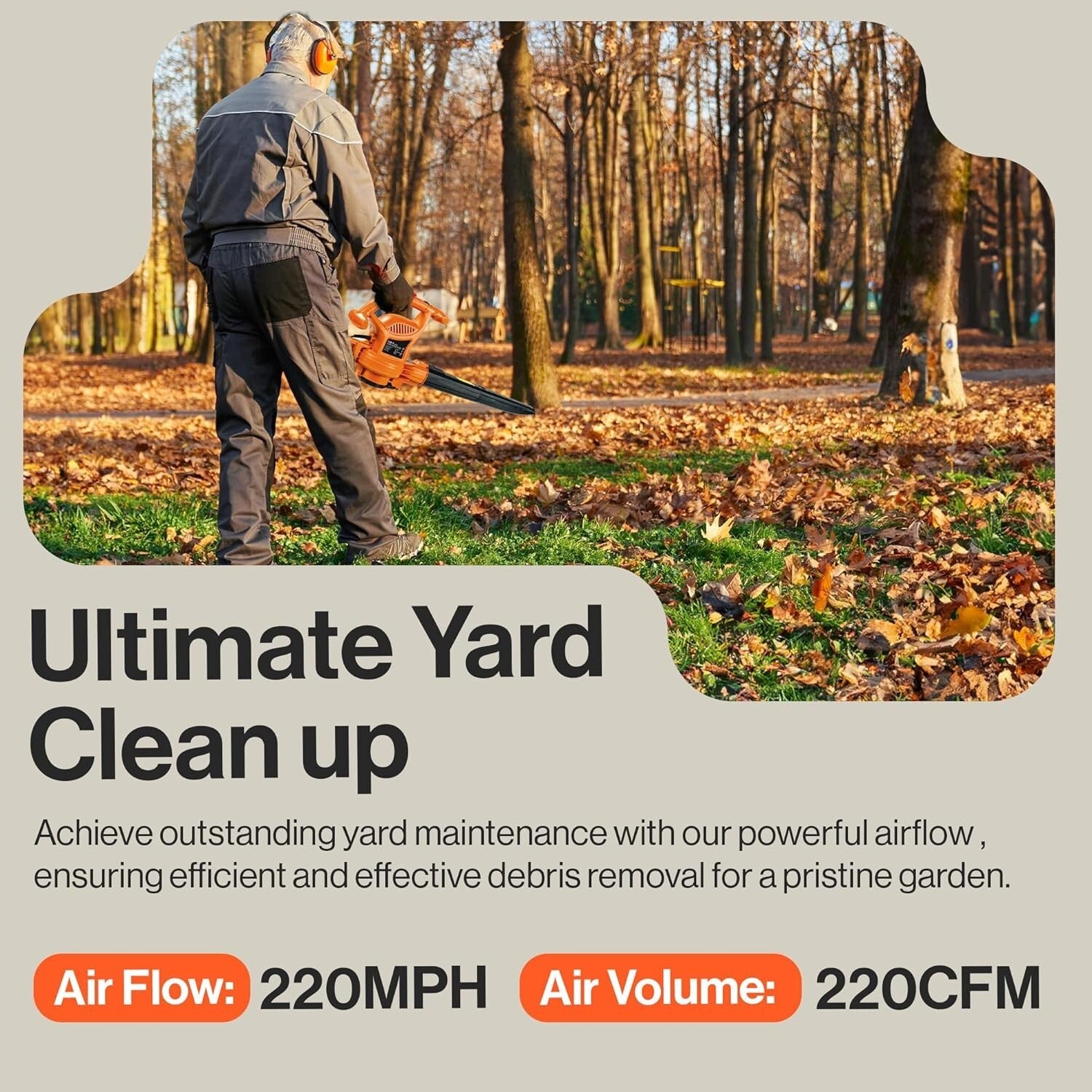 120V 3-in-1 Leaf Blower, Vacuum & Mulcher - Lightweight & Powerful for Yard Care