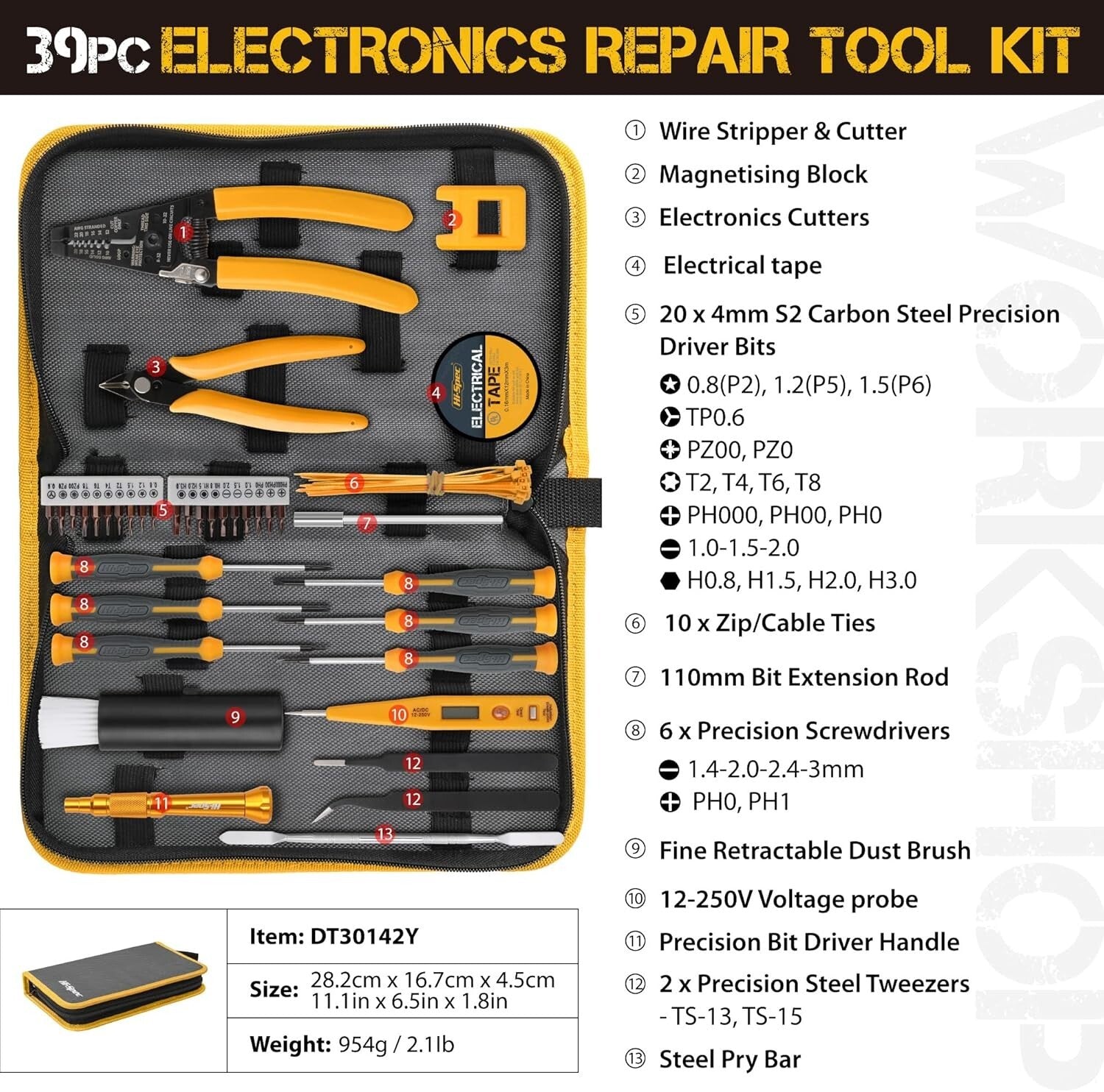Comprehensive 39pc Toolkit for Devices – Durable Repair Tools with Zipper Case