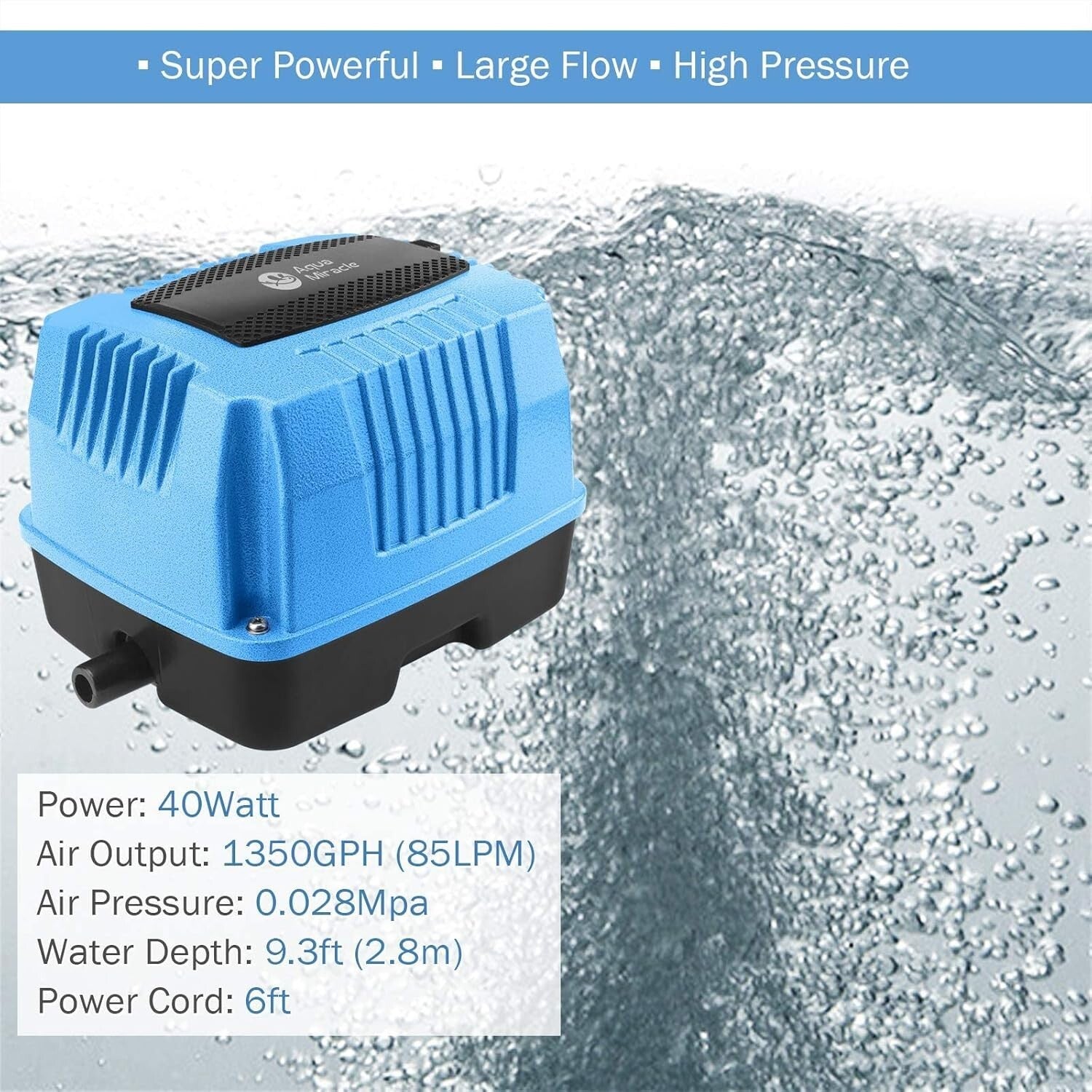 High Output Linear Air Pump for Pond Aeration & Hydroponics - 1350GPH Power