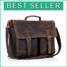 Load image into Gallery viewer, Spacious Buffalo Leather Laptop Messenger Bag - Ideal for Students &amp; Pros