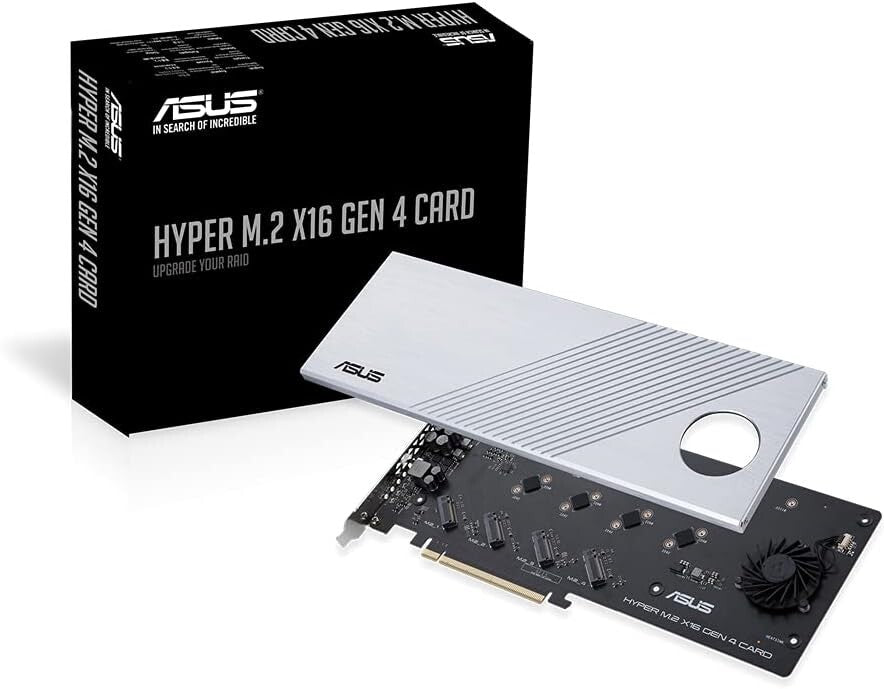 Fast PCIe 4.0 M.2 x16 Card - Supports 4x 256Gbps NVMe, Active Cooling Included