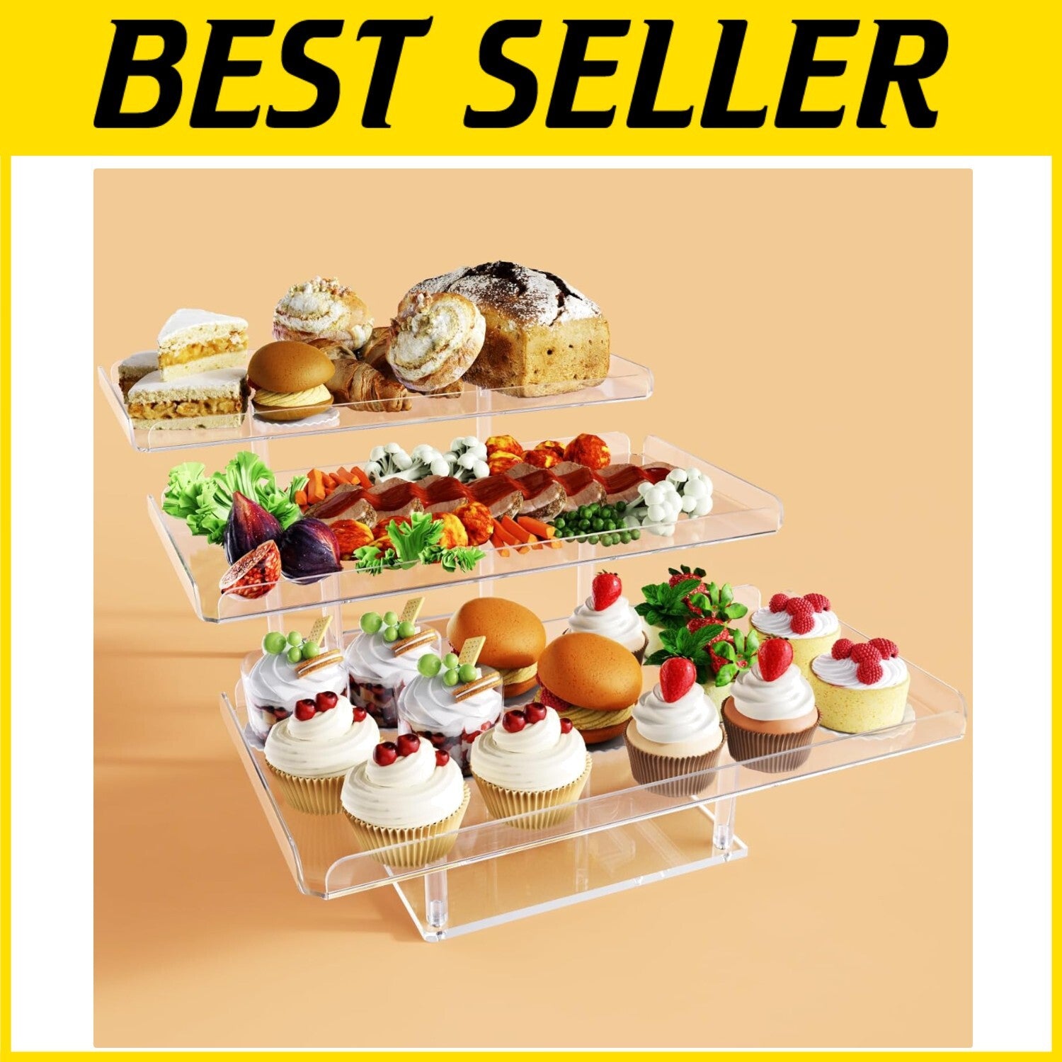 Sophisticated Tiered Dessert Display Stand - Polished Acrylic for Celebrations