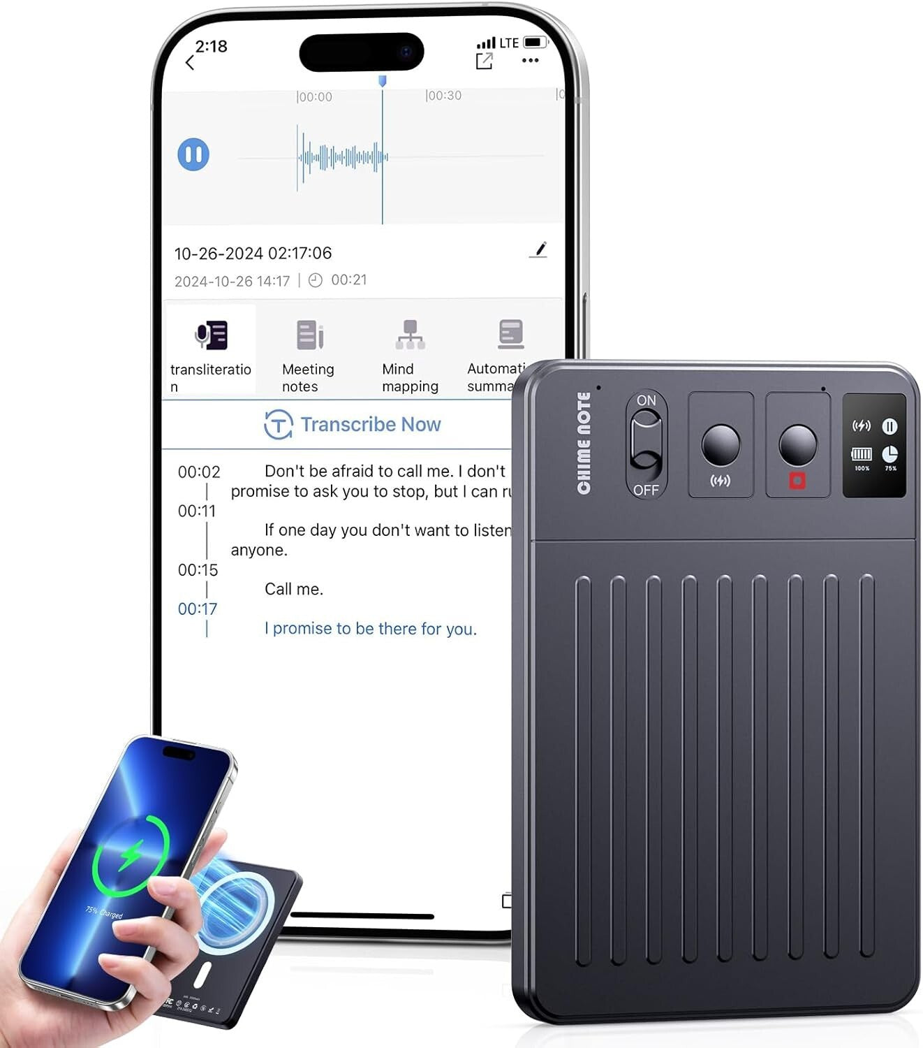AI Voice Recorder with 121 Languages Translation & 64GB for Meetings & Lectures