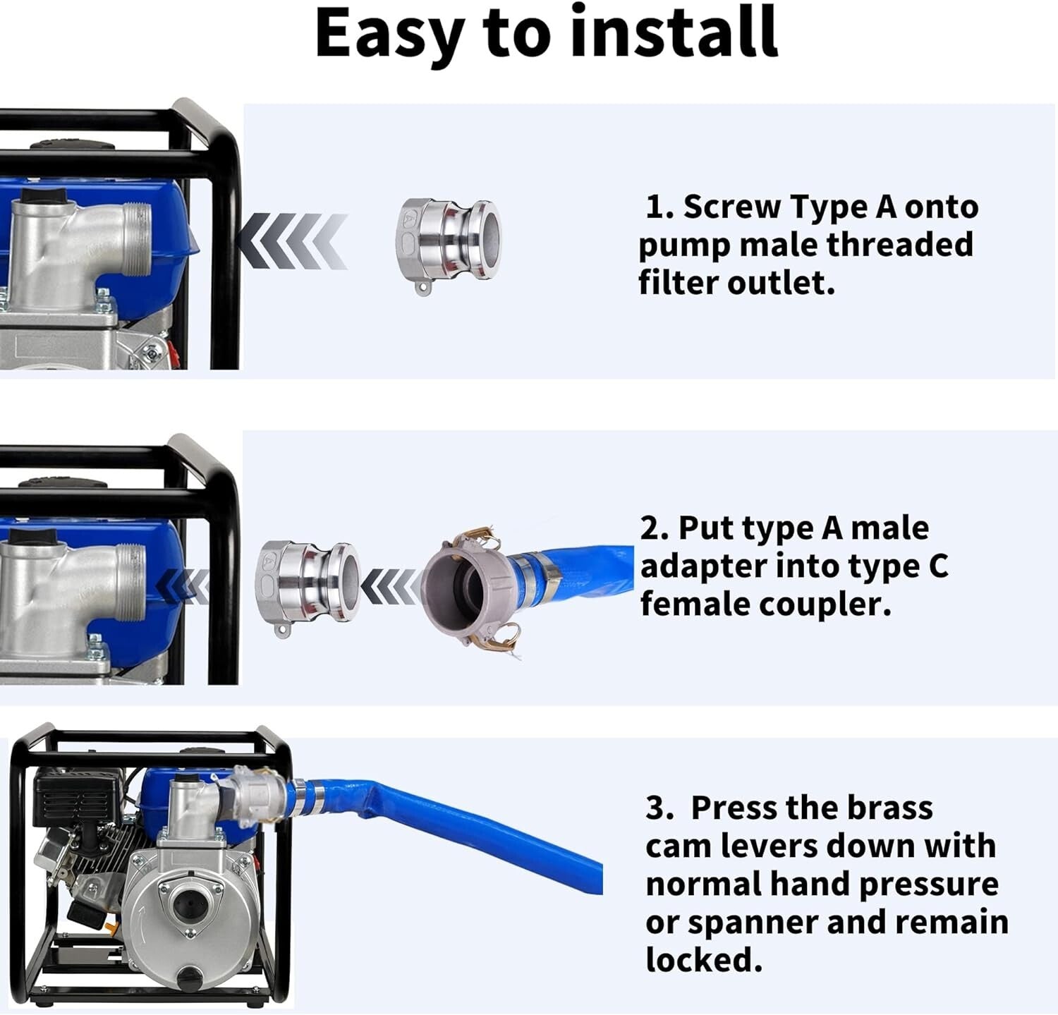 Versatile 100ft 2-Inch PVC Discharge Hose with Cam Lock & Leak-Free Performance