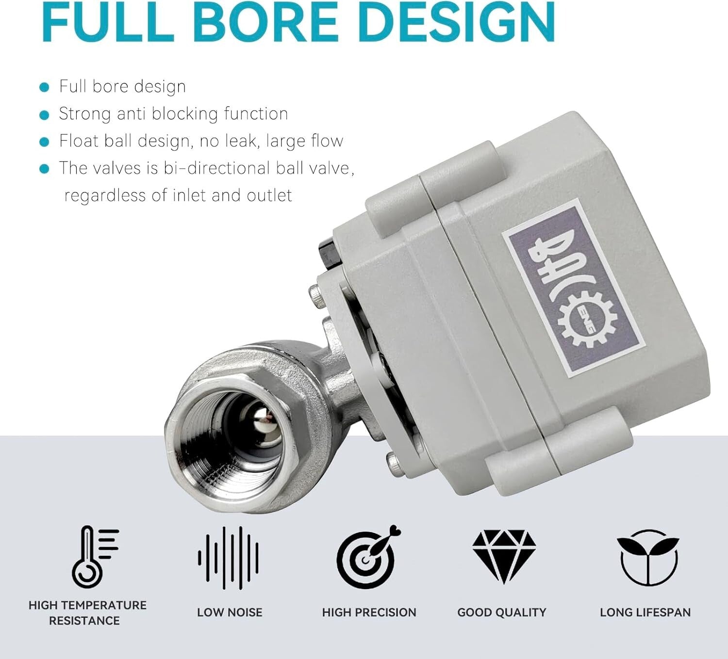 1/2" Motorized Stainless Steel Ball Valve - 110VAC Electric Water Control