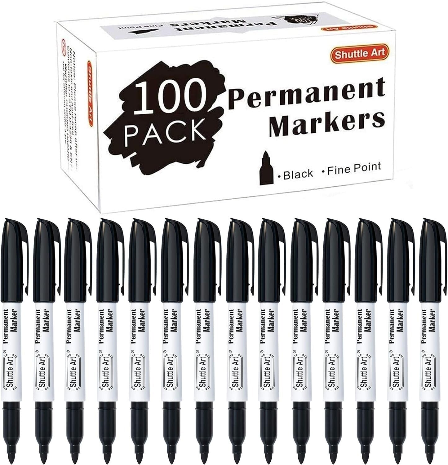 Versatile Permanent Markers Set - 100 Black Fine Point for All Surfaces