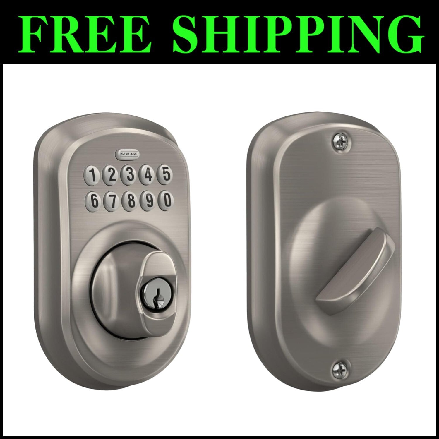 Plymouth Keyless Deadbolt - Illuminated Keypad Entry Lock in Sleek Satin Nickel