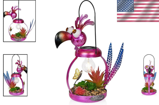 Charming 16'' Solar Metal Flamingo with LED Light – Perfect Outdoor Decor Piece