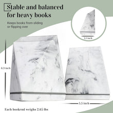 Load image into Gallery viewer, Versatile Non-Slip Bookends in White Marble - Perfect for Kitchen &amp; Office Use