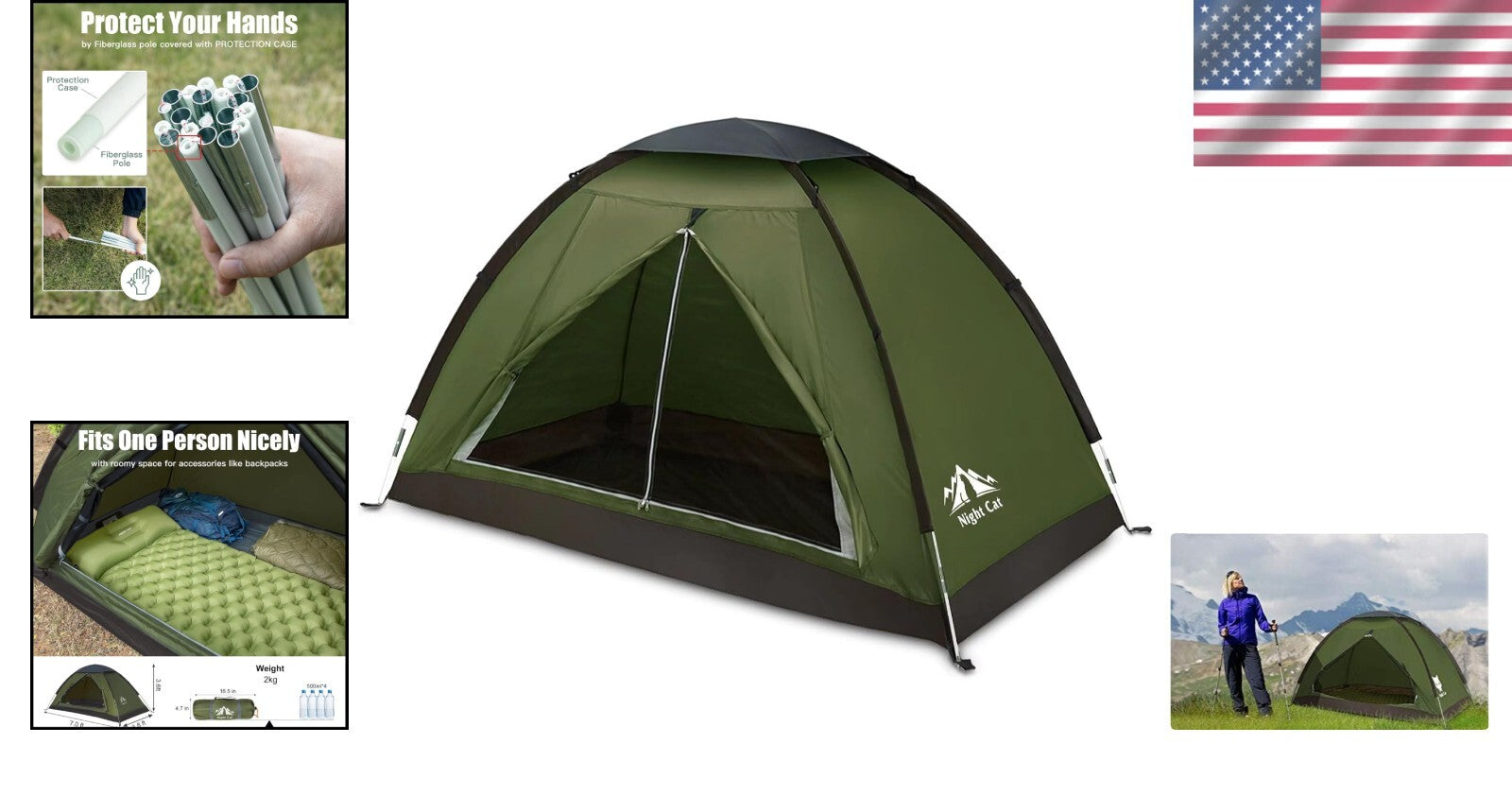 Compact 1-Person Camping Tent with Heavy Rainproof Design - Perfect for Scouts