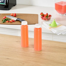 Load image into Gallery viewer, 100 Recyclable 12 Oz Plastic Juice Bottles with Tamper-Evident Safety Caps