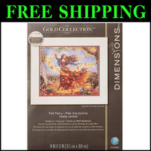 Load image into Gallery viewer, Mystical Autumn Fairy Cross Stitch Kit - 16 Count Dove Grey Aida, 14'' x 12''