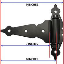 Load image into Gallery viewer, 8-Inch Self-Closing T-Strap Gate Hinge in Black - Durable Steel Construction