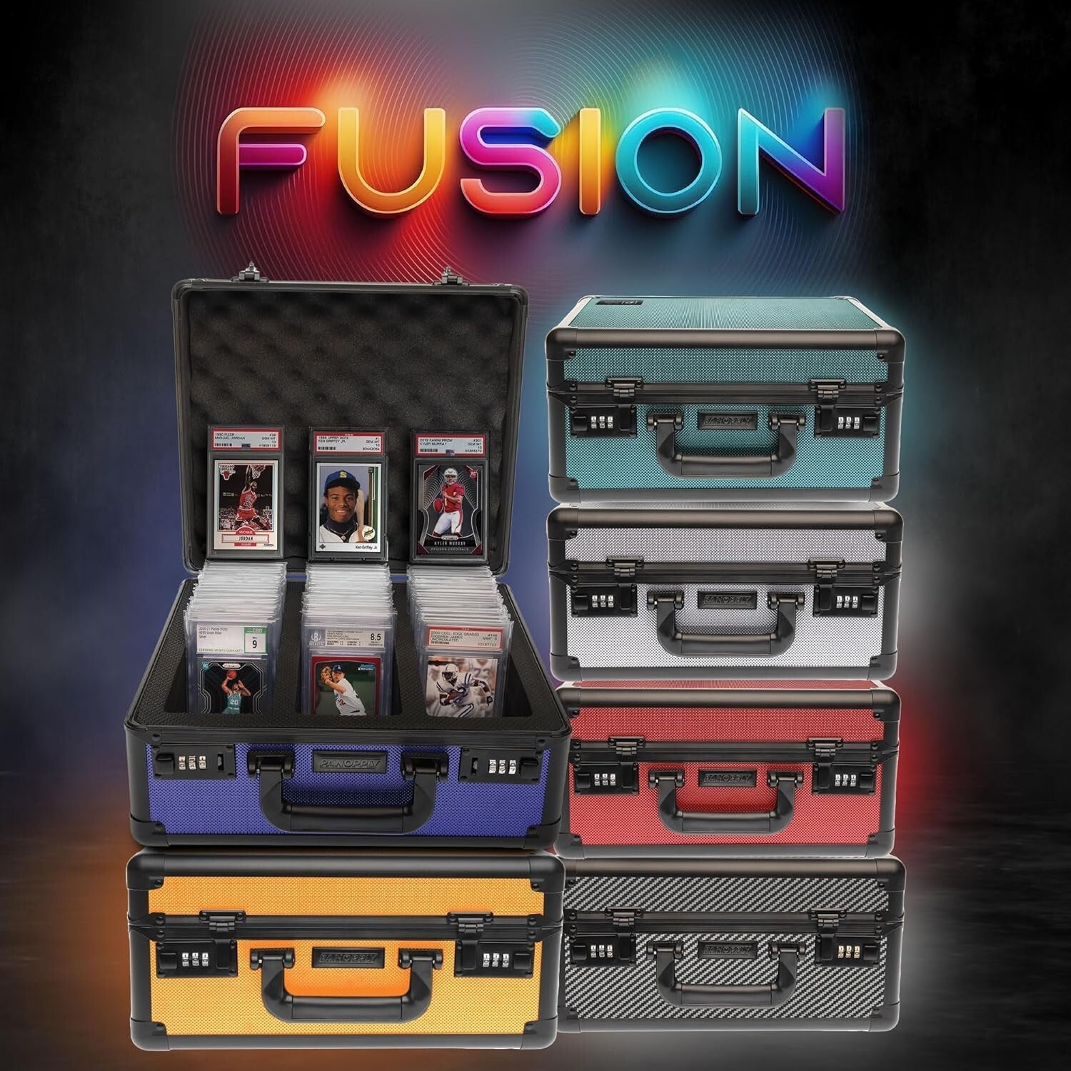 Durable Black Card Case for Graded Sports Cards - 6 Compartment Organizer