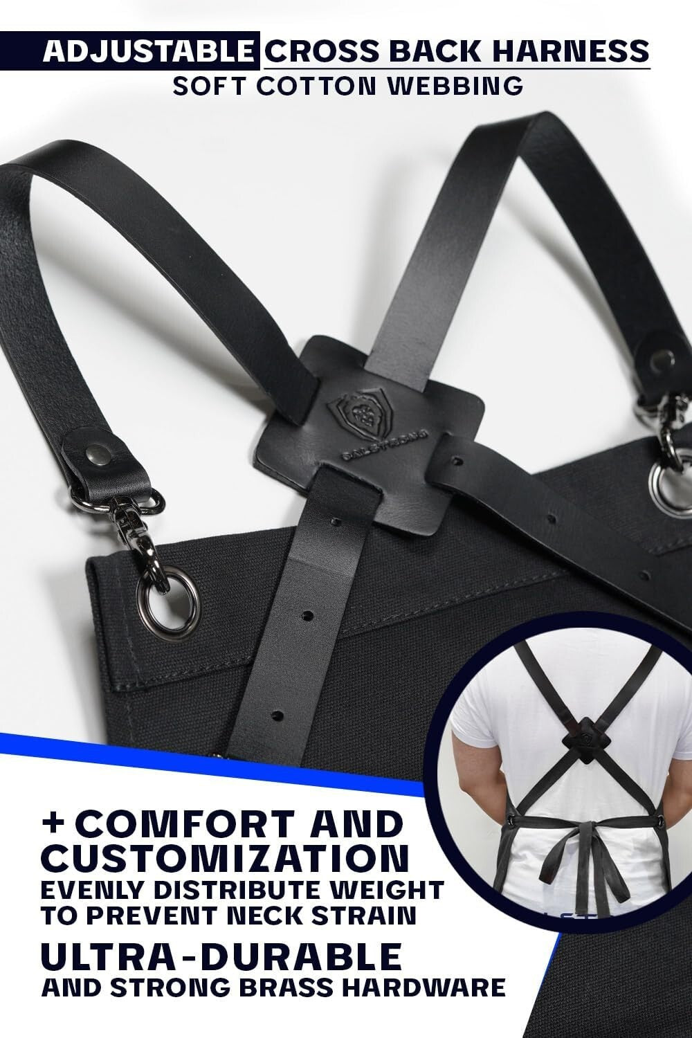 Customizable Professional Cooking Apron with Brass Plate & Advanced Comfort