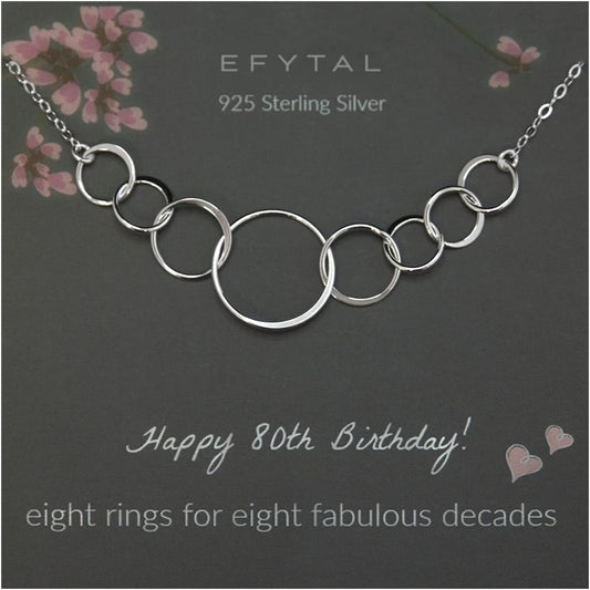 Beautiful 80th Birthday Gifts for Women - Sterling Silver Necklace with Gift Box