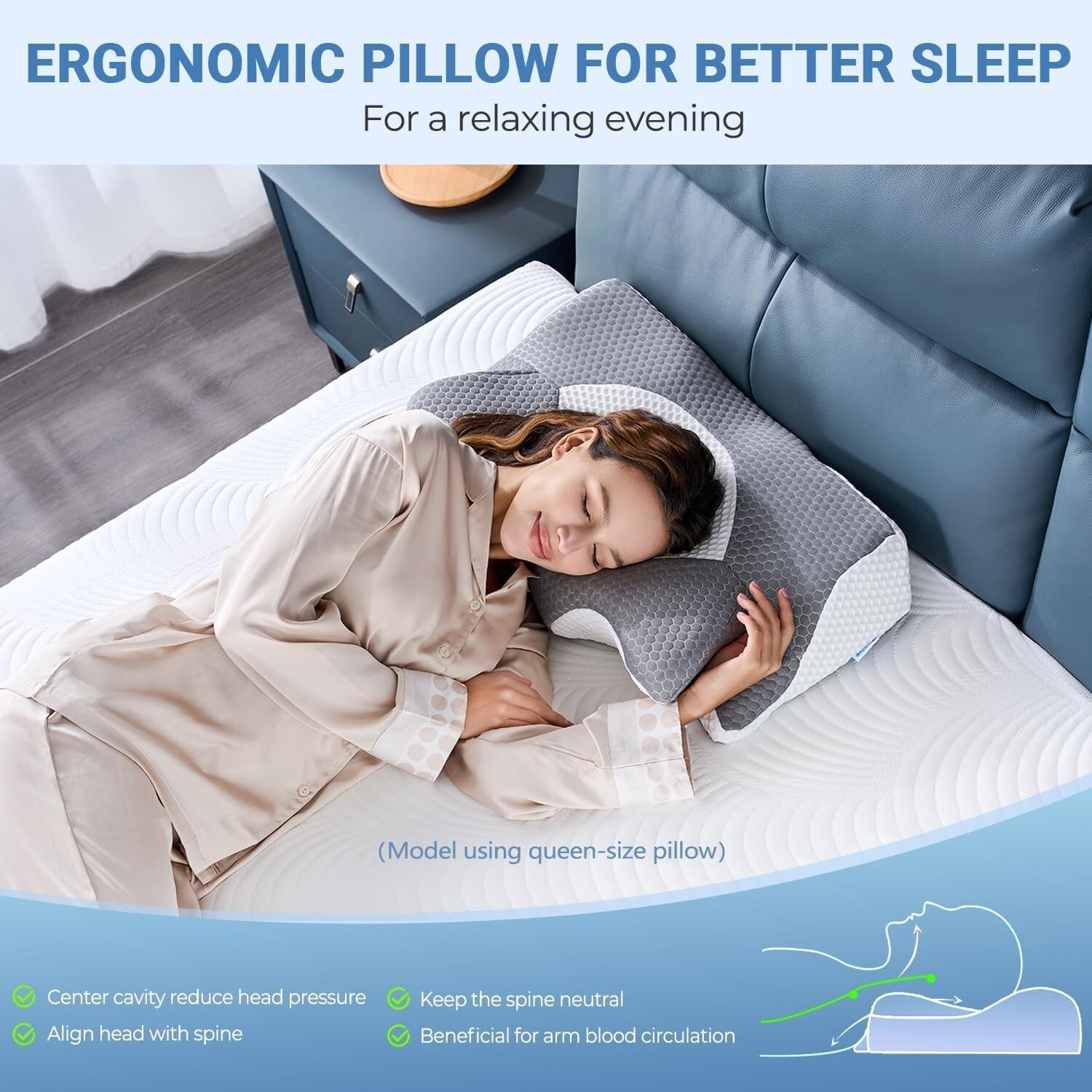 Breathable Removable Cover Memory Foam Pillow - Soft & Supportive Sleep Comfort