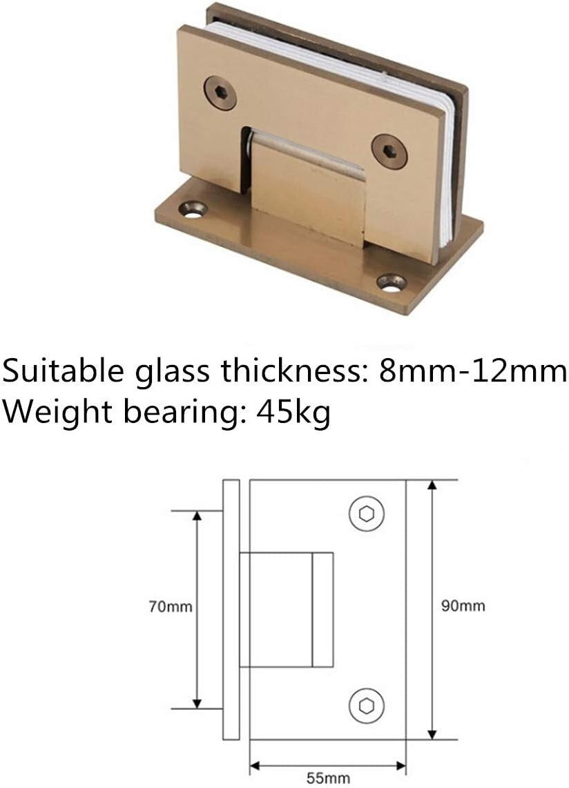 Sturdy 2 Pack Brushed Gold Glass Cabinet Hinges - Heavy-Duty Self-Closing Design