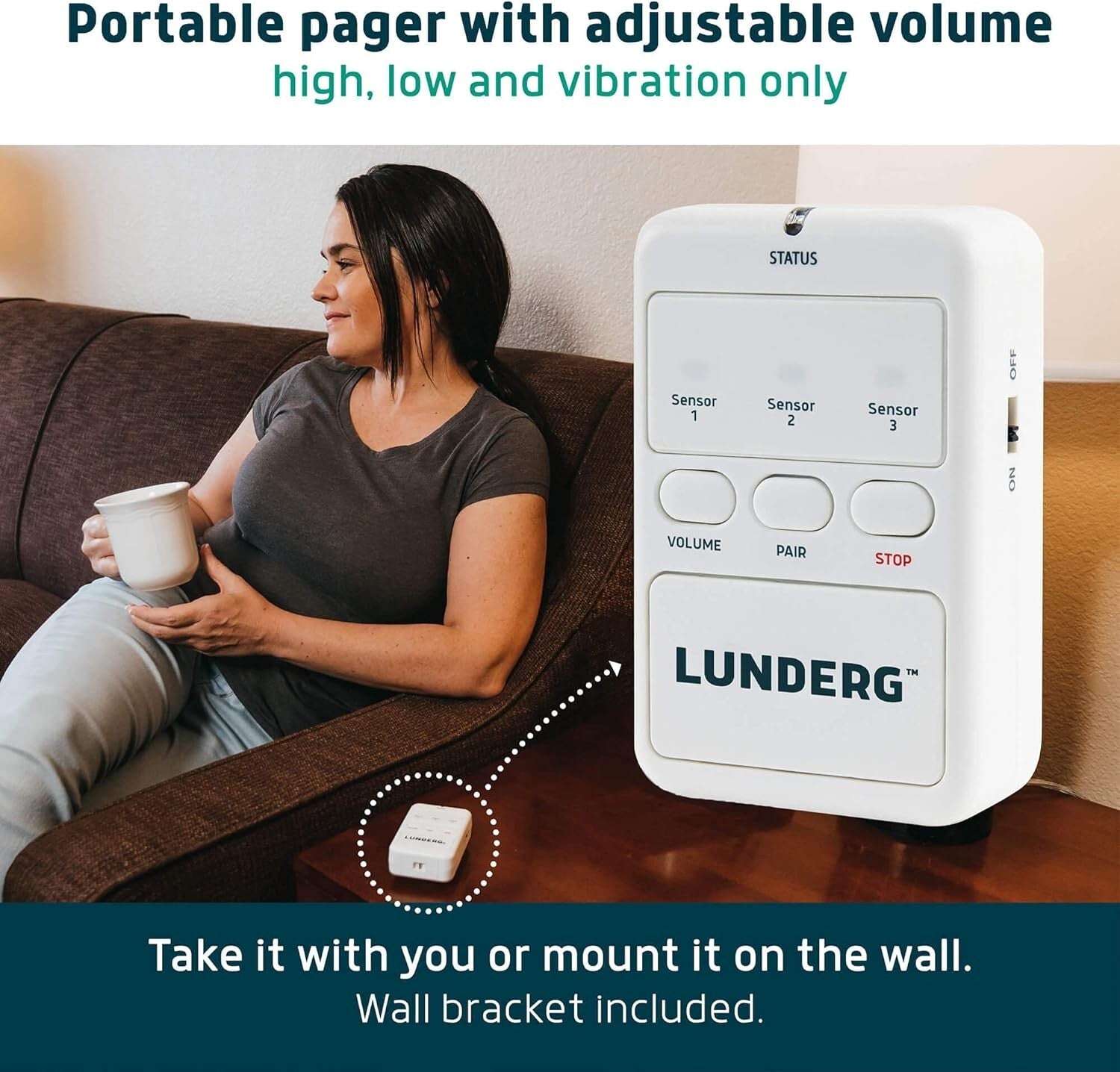 Portable Fall Prevention Bed Alarm for Seniors - Smart Wireless Pager Included