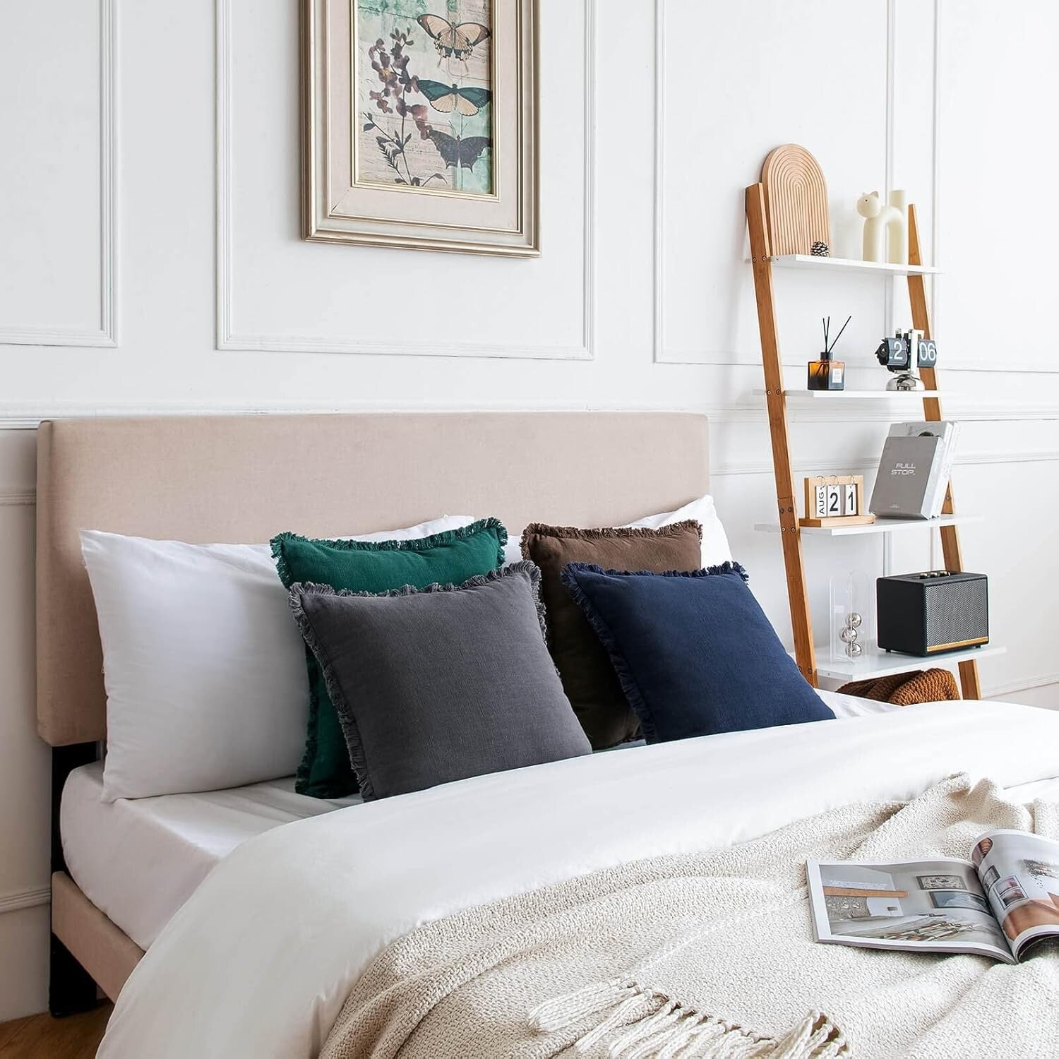 Cozy Linen Tassel Throw Pillowcases - Pack of 2, Machine Washable, 20x20-Inch