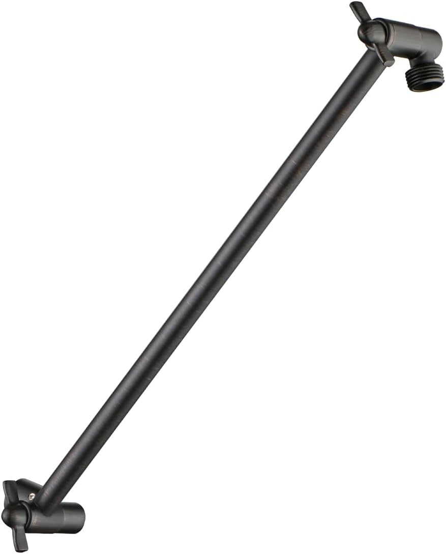 Adjustable 15 Inch Brass Shower Arm Extender with Locking Screw Stability