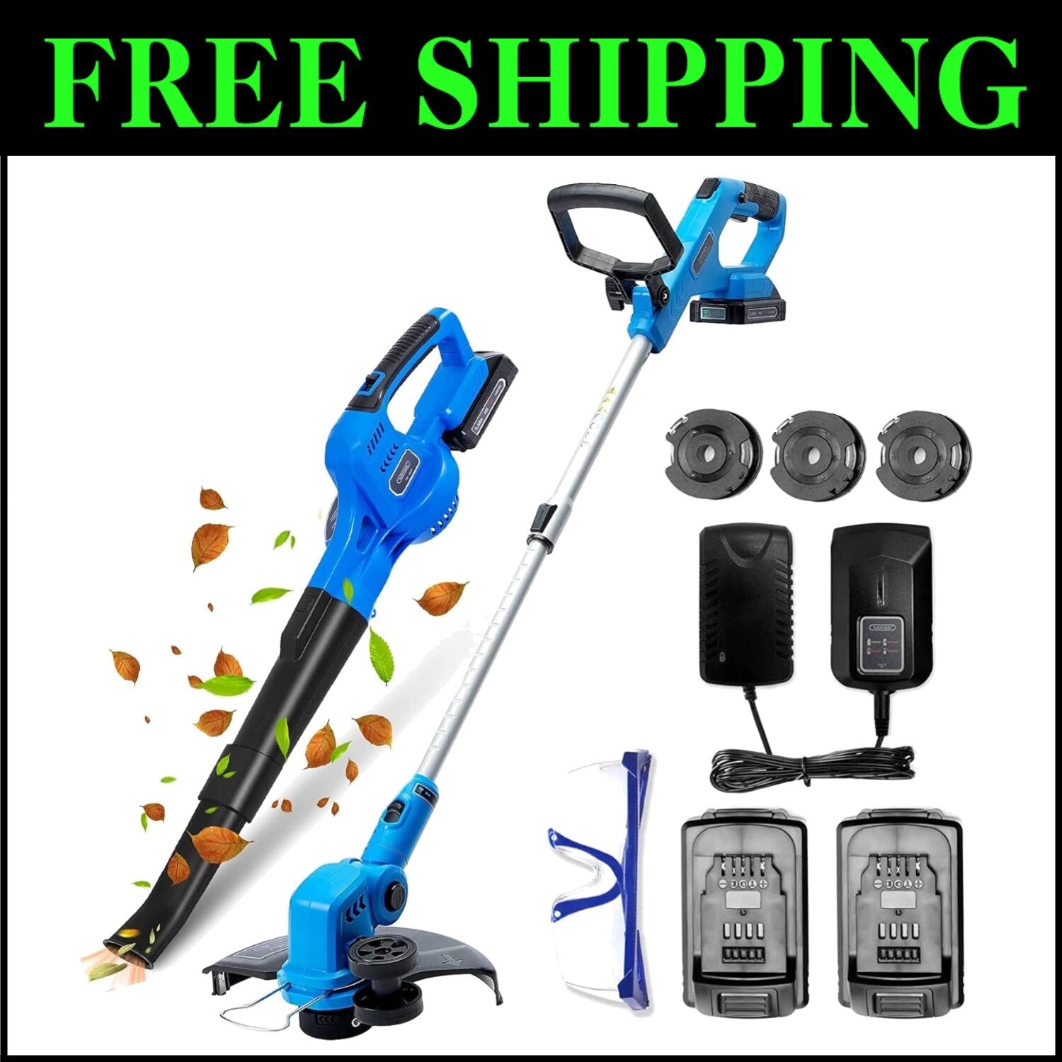 Lightweight Cordless 20V String Trimmer & Leaf Blower - Adjustable & Powerful