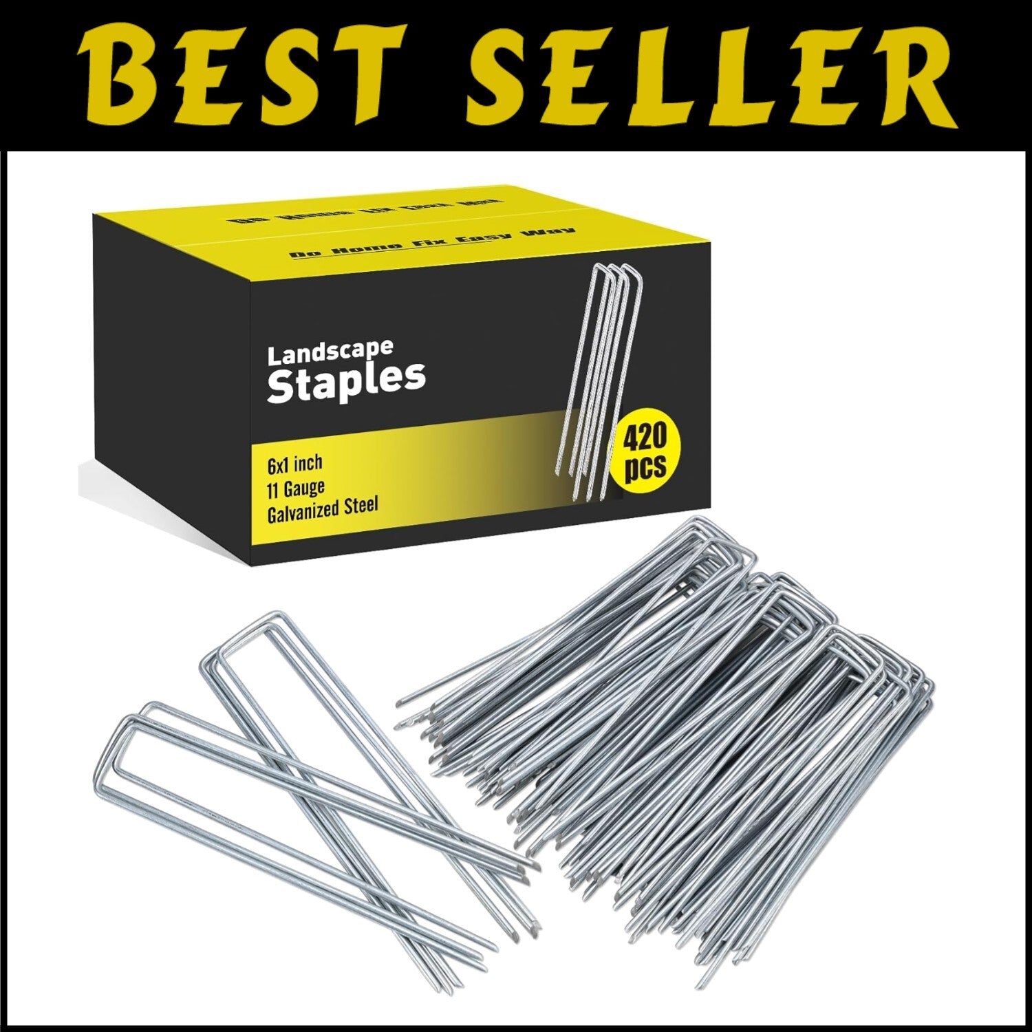 420pcs Galvanized U-Shaped Garden Stakes - 6-Inch for Versatile Outdoor Use