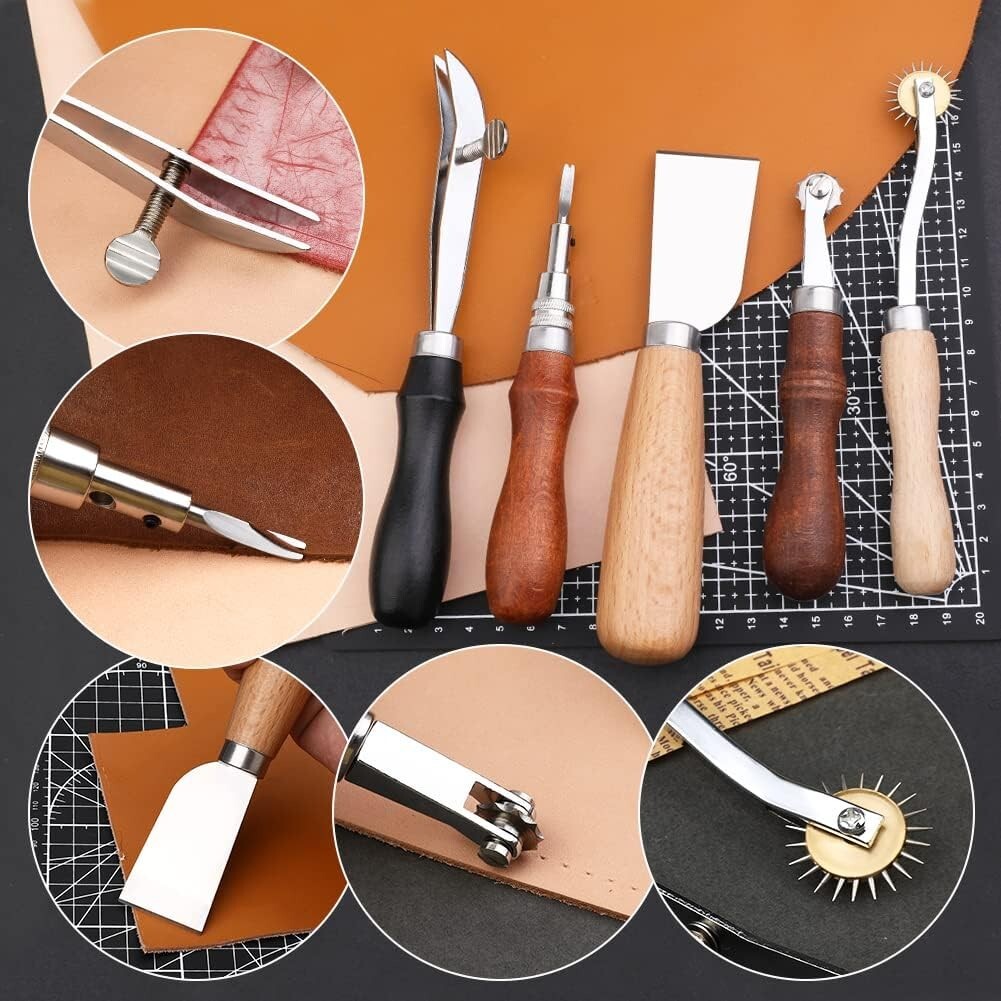 DIY Leather Tooling Kit for Creative Projects - Compact and Portable Design