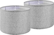 Load image into Gallery viewer, Set of 2 Medium 13" Drum Lamp Shades - Traditional Gray Design for Home Decor