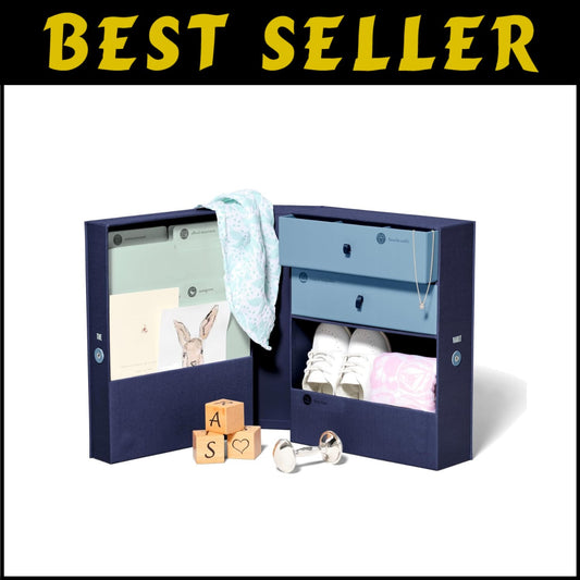 Baby Keepsake Organizer Box - Gender-Neutral & Modern Acid-Free Memory Storage