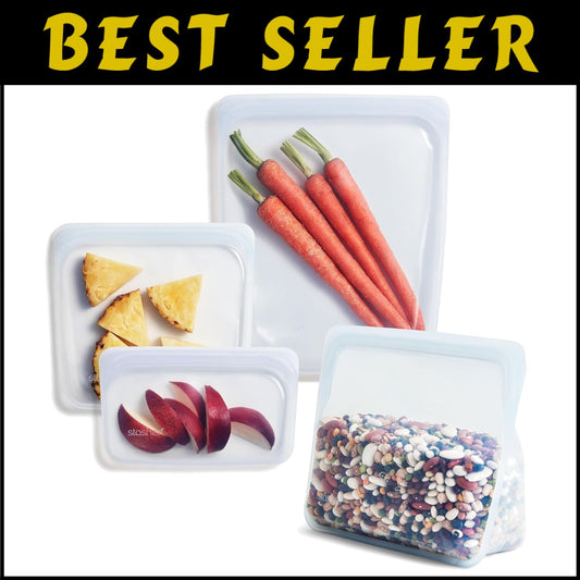 Eco-Friendly 4-Pack Silicone Food Storage Bags - Leakproof, Clear & Reusable