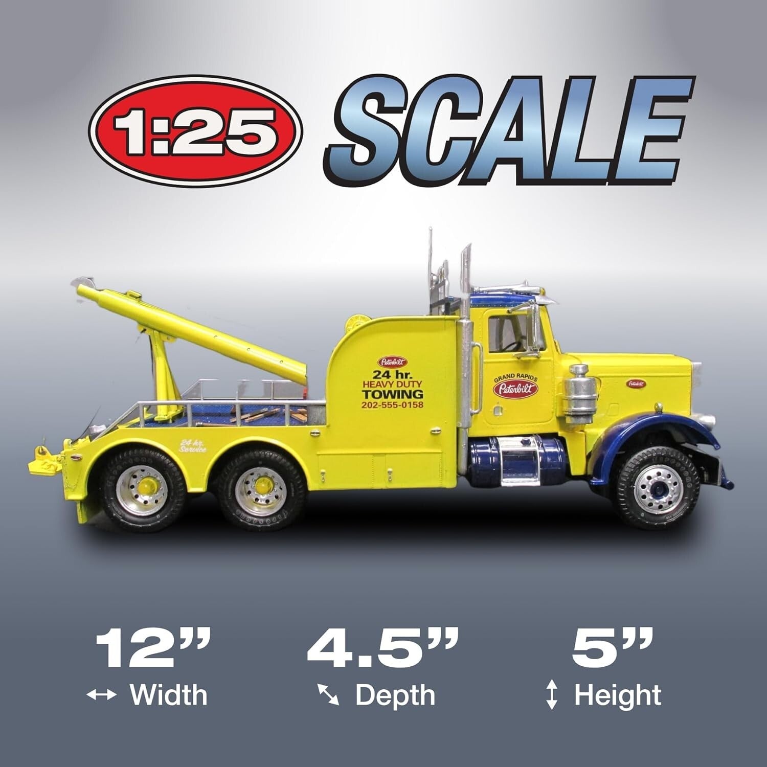 Peterbilt 359 Wrecker Model Kit - 1/25 Scale Buildable Tow Truck for All Ages