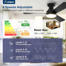 Load image into Gallery viewer, Elegant 42-Inch Low Profile Ceiling Fan with Remote, 3CCT &amp; Whisper Quiet