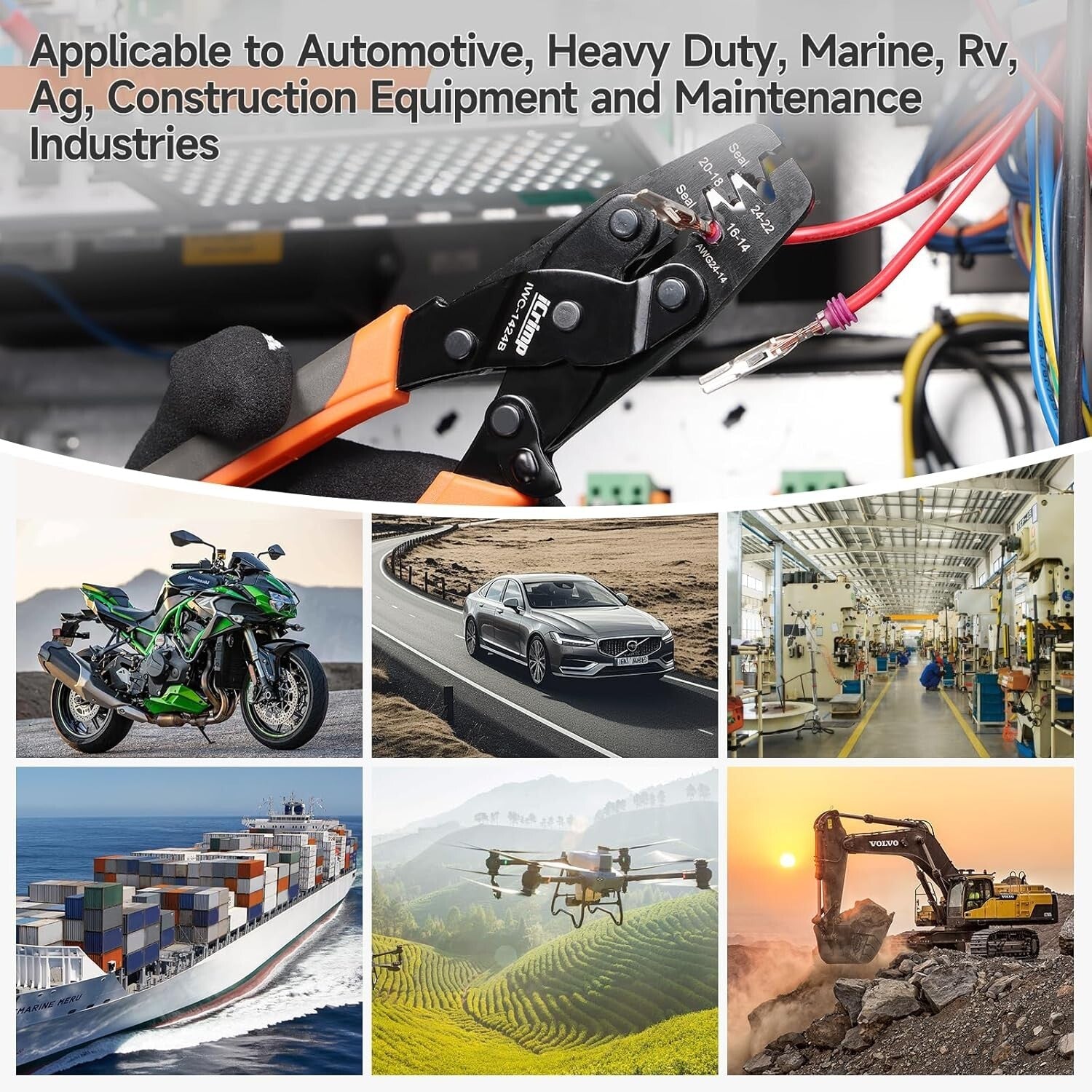 12-Piece Automotive Wiring Crimp Tool Set - Deutsch & Weather Pack Connectors