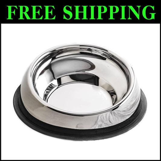 Upgrade Your Pet's Mealtime with Slanted Stainless Steel Dog Bowl - Medium Size