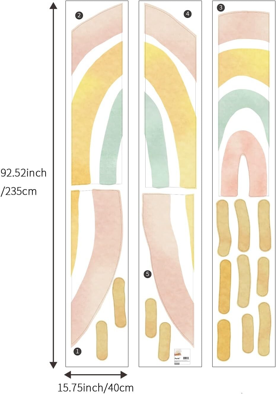 Fun Boho Rainbow Sun Wall Decals, Ideal for Kids' Playroom or Nursery Decor