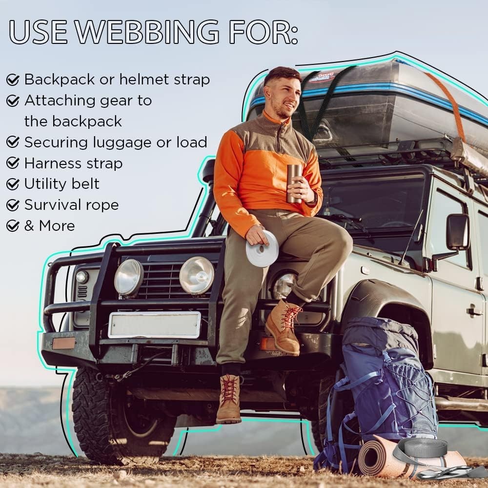 Extra-Strong 2" Webbing - Available in 40+ Colors - Ideal for Camping & Sewing