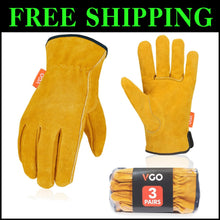 Load image into Gallery viewer, Multi-Purpose Heavy Duty Leather Work Gloves - Puncture-Resistant, Pack of 3