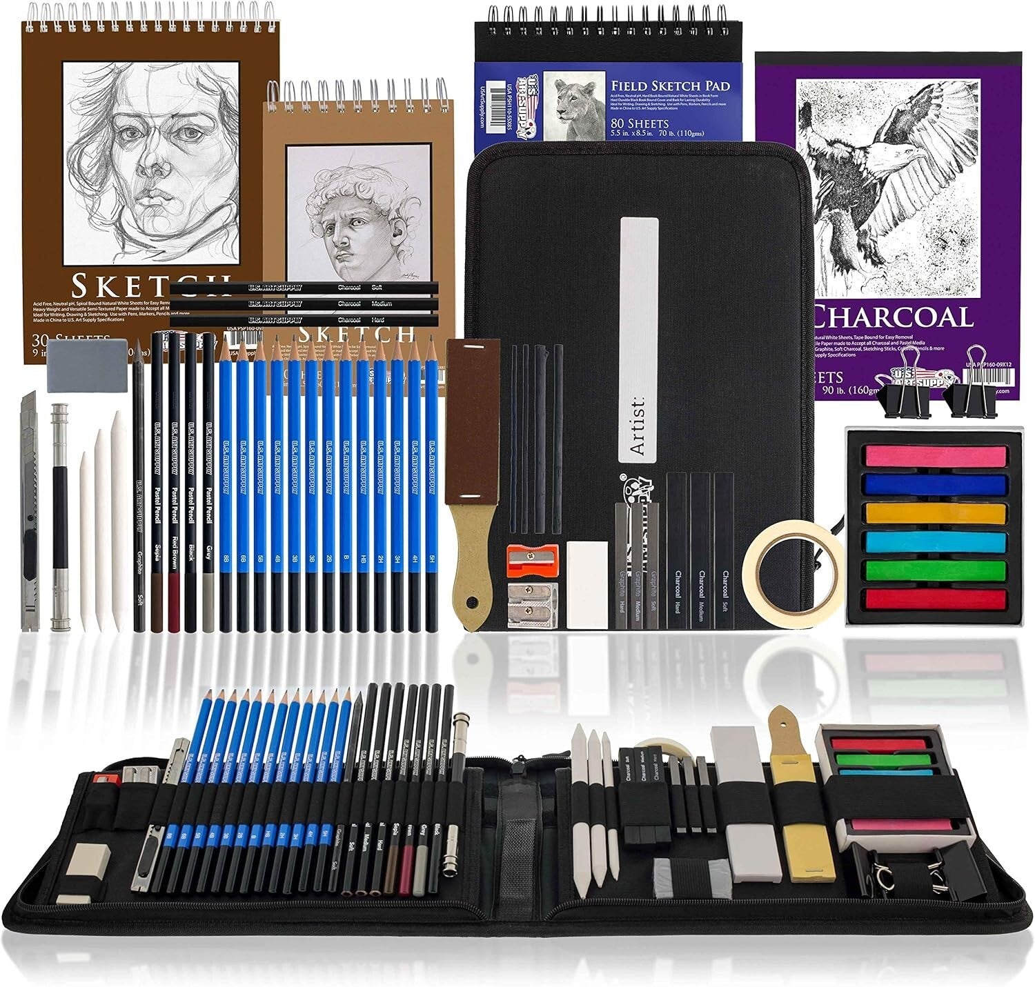 54-Piece Sketching Set in Pop-Up Carry Case - Ideal for Passionate Artists