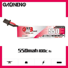 Load image into Gallery viewer, GNB 1S LiPo 6-Piece Set, 550mAh 3.8V Batteries for Racing Drones with Connectors