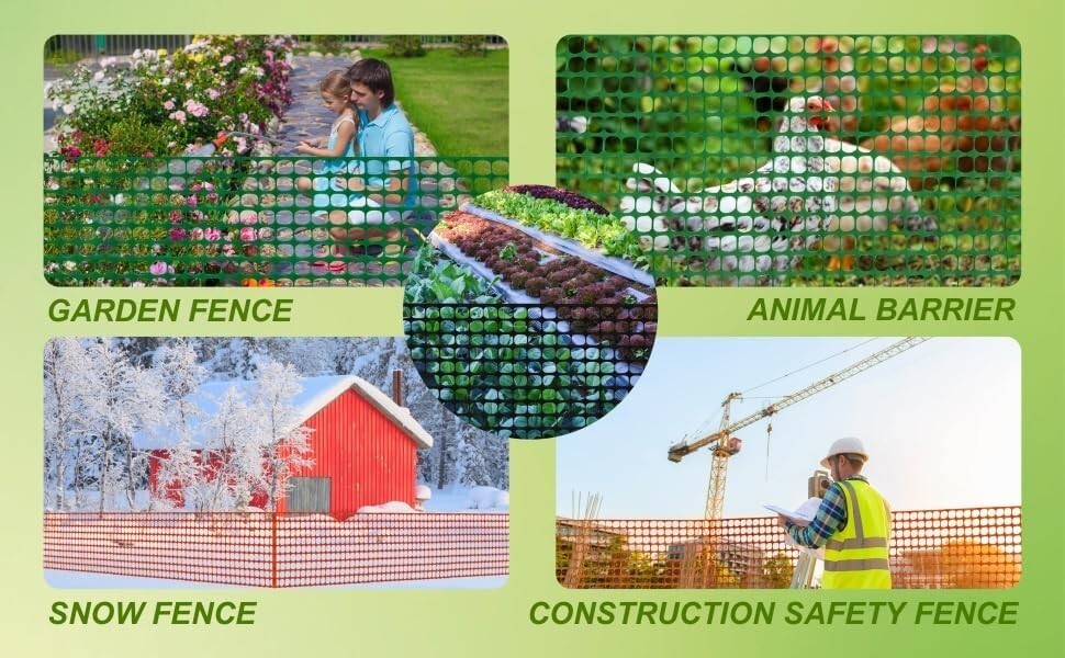 Extra Strength Plastic Mesh Safety Fence 4'x50' with 100 Zip Ties - Durable &...