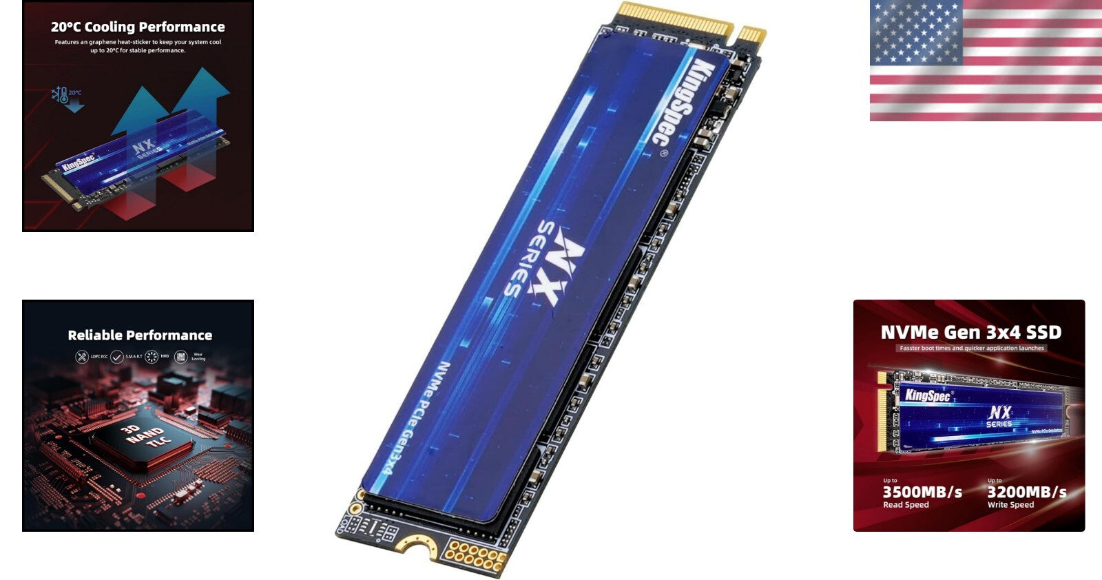 High-Performance 1TB NVMe SSD - 3500MB/s Speed, Ideal for Desktops & Laptops