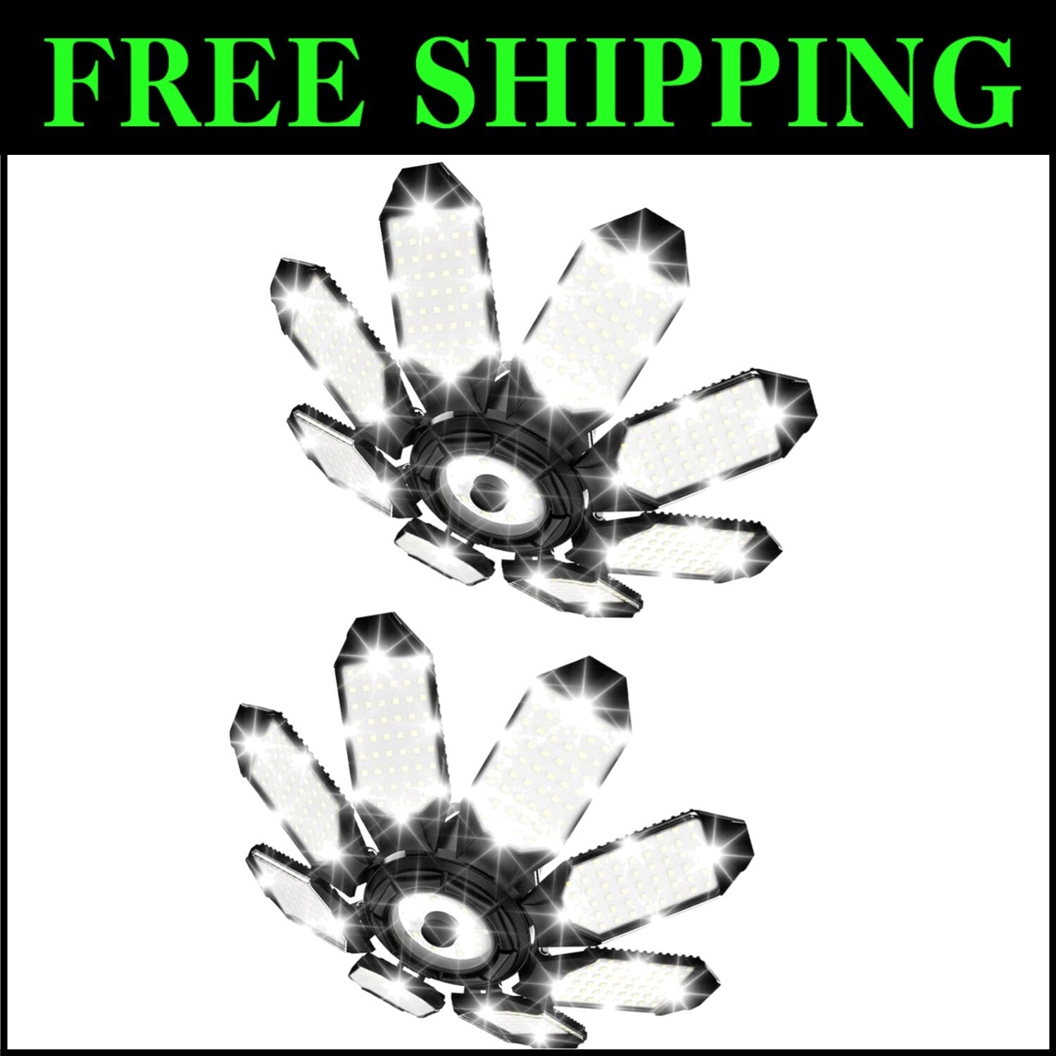 Dual Pack 260W Deformable LED Garage Light 52000LM for Adjustable Brightness