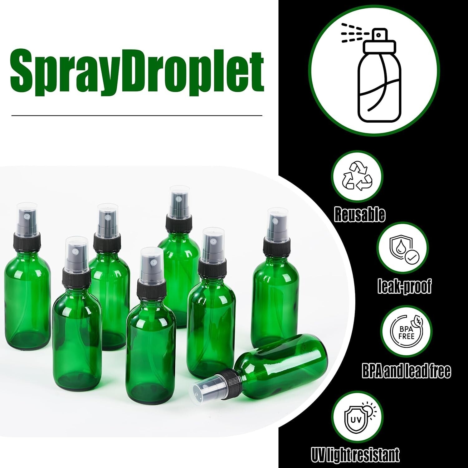 Versatile 2 oz Glass Mist Sprayers - BPA-Free & Leak-Proof for Skincare - 48 Set